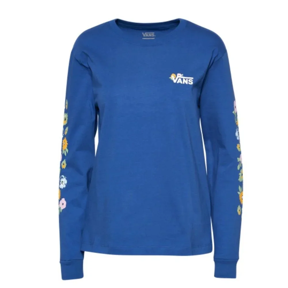 NEW Vans Deco Ditsy Floral Crew Neck Womens Long Sleeve T-Shirt Blue size MEDIUM